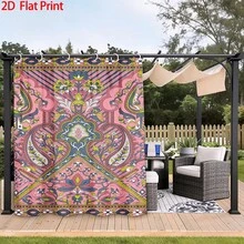 1PC/2pcs Outdoor Window Shade Including Hooks; Featuring A Vibrant Pink Bohemian Paisley Print; Machine Washable; Ideal For Gazebos, Patios And Gardens - Printing - View 12
