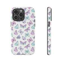 Huse rezistente pentru telefon mobil cu fluture pentru Apple 17 16 15 Pro Max Plus | Husă cu fluture albastru lavandă 23 24 25 26 - alb - Vizualizare 1
