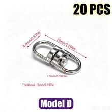 HSDOUBLE 360° Rotatable Silver Metal Swivel Hook Clasp Keyring Connectors, Durable Hardware Clips For Key Chains, Lanyards, Paracord, Handbag DIY Accessories - Model - View 12