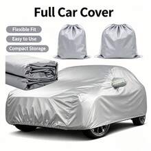 Waterproof Car Cover, All Weather UV Sun Rain Snow Protection Full Exterior Auto Cover, Windproof Dustproof Sedan Vehicle Cover With Elastic Bottom Edge, Universal Fit For Outdoor Parking - Silver - View 3