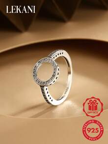 LEKANI Anillo zirconia cúbica adorno plata esterlina - Blanco - Ver 1