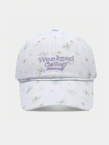 Korean Style Personalized Floral Embroidered Baseball Cap, Unisex Fashion Letter Baseball Cap, Spring Summer Casual Sun Protection Curved Brim Cap - Multicolor - View 5