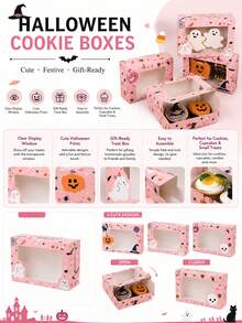 6pcs Pink Halloween Window Stickers Gift Box, Pumpkin Packaging Box, Home & Party Decoration Set, Holiday Commemorative Gift; Girly Aesthetic Decor, Suitable For Halloween Home Decor, Theme Party, Holiday Gifting And Best Friend Surprise Gift - Halloween Pink Gift Box - View 4