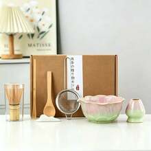 1PC/5PCS/7PCS Floral Ceramic Matcha Set - Matcha Bowl, Matcha Whisk, Matcha Cup, Matcha Whisk Stand, Tea Scoop, Tea Bowl Set, Matcha Making, Dessert And Pastry Making, Tea Drink Making Tool Set, Japanese Style Gift Box Tea Set, Song Dynasty Matcha Tea Whisk Tool Set - Multicolor - View 2