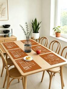 Autumn Harvest Festival Pumpkin Maple Leaf Elf Heat-Insulated Placemats, Hello Autumn Thanksgiving Linen Placemats, Stain-Resistant Placemats, Suitable For Home Dining Room And Restaurant, Table Decor, Home Supplies 4pcs/6pcs/18pcs - Multicolor - View 9