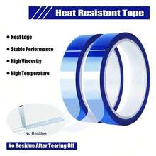 33m Blue High Temperature Resistant Tape, High Adhesion And Residue-Free, With Silicone Protective Film, Heat Resistant Tape, Suitable For Sublimation Transfer And Residue-Free - View 5
