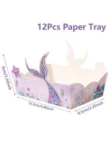 12pcs Mermaid Tail Shaped Paper Plates, Mermaid Party Disposable Food Trays, Snack Trays, Cookie Baking Trays, Popcorn Boxes, Gift Packaging Boxes, Mermaid Birthday Party Decorations, Baby Shower Party Decorations, Gender Reveal Party Decorations, Wedding Party Decorations, Girls Birthday Decorations, Baby Party Supplies, Under The Sea Party - Mermaid - View 6