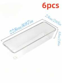 8Pcs-Multifunctional Kitchen Drawer Cutlery Transparent Storage Box, Transparent Plastic Drawer-Style Storage Tray, Kitchen Cup Bowl Small Utensil Storage Box, Cabinet Cutlery Cabinet Multifunctional Storage Box - Multicolor - View 13
