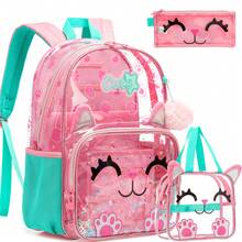 Boys & Girls Transparent Backpack With Lunch Bag Set, Suitable For Preschool And Elementary School Children - Children's Schoolbag - View 2