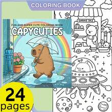 1 Cute Capybara Coloring Book, 24 Pages Thick Paper, Stress-Relieving Fashion Aesthetic Creation, Perfect For Adult Relaxation, Family Gatherings And Holiday Decor, Father's Day, Halloween, Christmas,Enhancing Creativity, Beautifully Designed - Single Piece - View 11