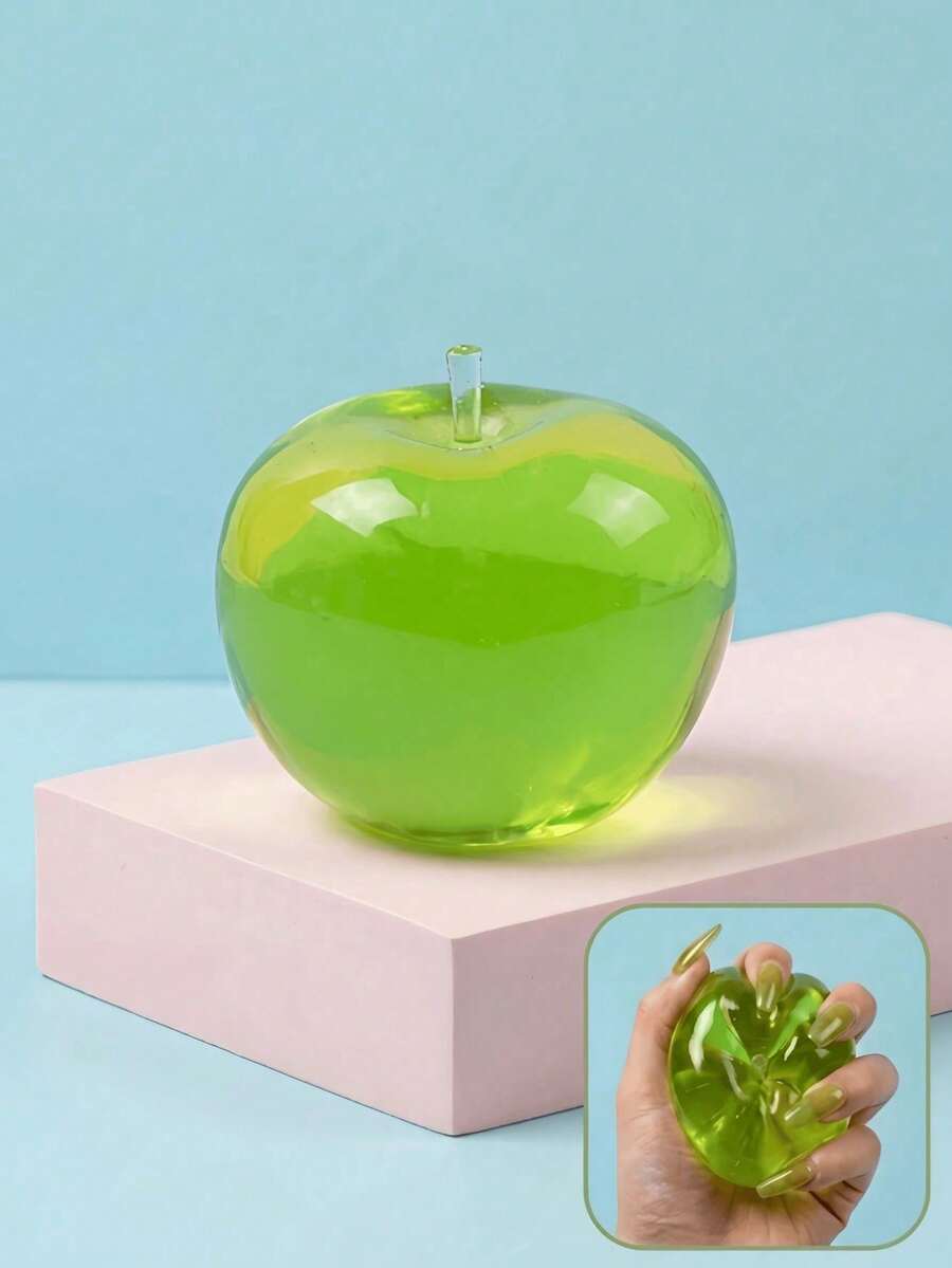 1 Stück grünes apfelförmiges Marshmallow Slow-Rise Squishy Spielzeug, superweiches transparentes Jelly-Quetschspielzeug, fruchtiges sensorisches Spielzeug, Angstlinderung Handtherapie Entspannungsspielzeug, geeignet für Teenager, Erwachsene, Büro Schreibtisch tägliche Stressabbau Spielzeug - Verschiedenfarbig - Übersicht 1