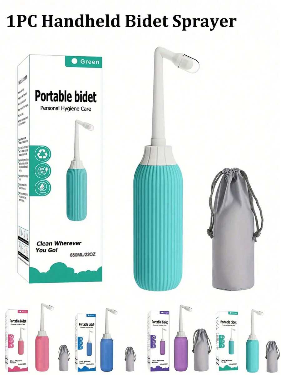 Mini Handheld Portable Bidet Sprayer, Travel Hygiene Care Buttock Cleanser, 650ml Water Tank Capacity, Bathroom Accessory Tool - Multicolor - View 1