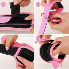 2Pcs Pink Thickened Ankle Straps, Double D-Ring Adjustable Hook And Loop Fitness Ankle Cuffs, Glute And Leg Workout Equipment Accessory - Multicolor - View 2