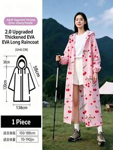 女款加厚高品質防風 EVA 加固長袖連帽雨衣，適合戶外騎行、徒步、划艇和摩托車騎乘（成人雨衣），伴娘禮物、海灘、旅行和生日禮物 - 男女通用款 - 查看 8