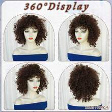 Peruca Afro Encaracolada Sintética com 2 Cores Opcionais para Homens e Escuro Sólido e Marrom com Mechas Loiro Platina, Curta e Fofa Estilo Explosão, para Festa Disco de Feriado, Fantasia Retrô de Cosplay, Carnaval, Uso Diário e Halloween - Multicolorido - Visão 9