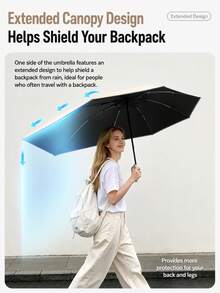 1pc Automatic Folding Umbrella With Buckle, Portable. Larger, Thicker, Sturdier. Suitable For Men And Women, Portable Windproof And Waterproof, Double Layer Protection, Multiple Frame Designs, Snap Or Rotating Handle, Multiple Colors Available (Due To Different Batches, Fabric, Frame Color, And English Letter Pattern Design May Vary) - Multicolor - View 8