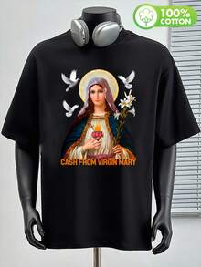 Unisex-Sommer-T-Shirt, Rundhals, Original-Positionierungsdruck, atmungsaktiv, weich, Reise, 15. August, Mariä Himmelfahrt - Schwarz - Übersicht 1