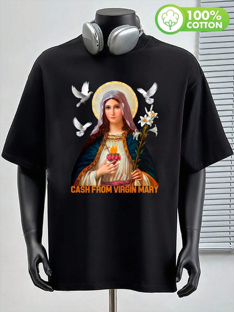Unisex-Sommer-T-Shirt, Rundhals, Original-Positionierungsdruck, atmungsaktiv, weich, Reise, 15. August, Mariä Himmelfahrt - Schwarz - Übersicht 1