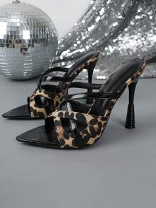 Sandalias de tacón alto con punta puntiaguda y correa cruzada con hebilla, moda primavera/verano - Negro - Ver 16