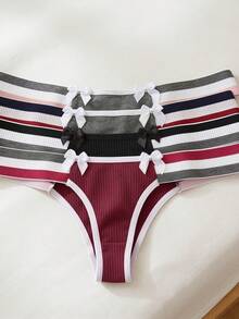 Kit 5 Calcinha Tanga Elástico Conforto Sensual Feminina Fio - Multicolorido - Visão 5