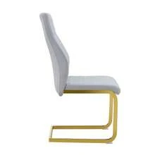 Table And Chair Set: Round Glass Table, 85 Cm In Diameter, With A Subtly Luxurious Style And Gold-Colored Metal Legs. It Is Paired With Two Modern Dining Chairs In Light Gray And Gold. - Light Gray 1 - View 5