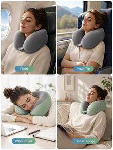 Cozy Neck Pillow Designed With Skin Friendly Velvet Cover And Compact Carrier Pouch Stylish Travel Essentials For Daily Commuters Heavy-Duty Neck Pillow Travel Ideal For Office Nap Relaxation And Weekend Escapes Trip Travel Accessories - Multicolor - View 12