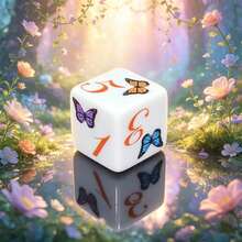 Juego de 6 dados D6 con estampado de mariposa, dados de juego de cubo de seis caras blancos, dos estilos de patrones de mariposa colorida y mariposa floral, regalo de juego de escritorio novedoso para fiestas, adecuado para niñas y jugadores - Multicolor - Ver 6