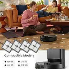 6入裝 Q10 S5/Q10 S5+/Q10 X5/Q10 X5+ 機器人吸塵器相容替換濾網，可水洗替換濾網，集塵桶濾網配件組，直立式濾網，機器人吸塵器配件 - Q10 Filter - 查看 4