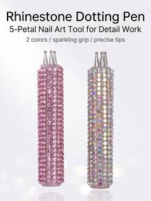 Full Rhinestone Nail Art Dotting Pen, Create Plum Blossom Pattern With One Stroke, Essential Nail Art Tool For Makeup Enthusiasts And Nail Art Beginners. - Multicolor - View 2