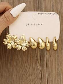 2-8 Pairs High-Quality Fashion Women's Earring Set, Including Petal, Shell, Bow And Water Drop Elements - Elegant And Charming Style, Perfect For Daily Wear, Date, Party, Outing And Gift Giving (Recommended For Mother And Close Friends) - Shape - View 3
