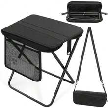 Portable Foldg With Side Pocket, Taller Foldable Campg Stool For Adults, Metal Backpackg Stool Lightweight Mi Foldg Chair, Compact Campg Seat Travel Fishg Hikg Mobile Chair - Black - View 8