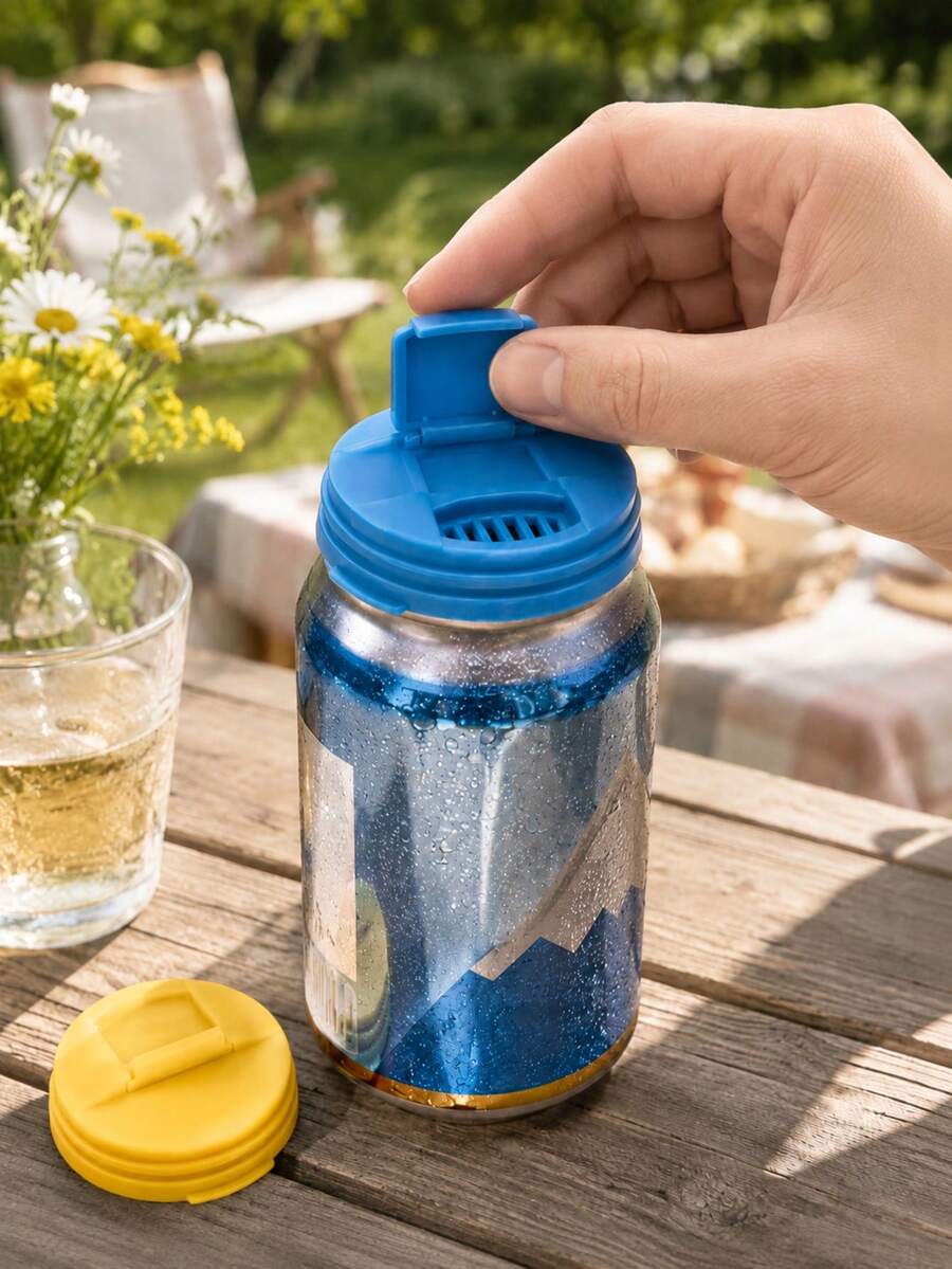 1個裝塑膠飲料罐蓋 防漏飲品保護蓋 多色防漏氣啤酒密封蓋 便攜式水瓶蓋 - 彩色 - 查看 1
