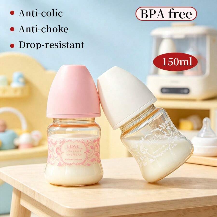 1個 150ml PPSU材質嬰兒奶瓶,防脹氣、防嗆奶、耐摔、耐熱至180°C,矽膠奶嘴,柔軟舒適,輕巧便攜,適合0至6個月大嬰兒 - 彩色 - 查看 1