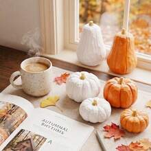 3pcs/Set, Resin Pumpkin Decor - Modern Geometric Autumn Sculpture, Suitable For Home, Office And Thanksgiving Celebration - Three-pumpkin Set - Orange - View 8