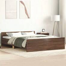 vidaXL Bed Frame, Bed Base With Slatted Base, Bed, Guest Bed With Headboard And Footboard, Single Bed, Bedroom Bed, Bedroom Furniture, Dark Oak 75x190cm, Engineered Wood - 橡木深色 - 查看 11