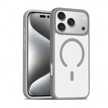 Miniso Magsafe磁吸充電適用於iphone17/17pro/17promax/17air/16promax/15pro/15promax/14/13/15pro/12pro/16plus簡約透明保護套相容apple - 灰色 - 查看 4