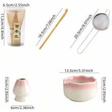 1pc/5pcs Japanese Kiln-Glazed Matcha Tea Set, Includes Matcha Bowl, Matcha Whisk, Matcha Cup, Stirrer, Tea Spoon, Tea Bowl, Matcha Brewing Tools, Dessert & Drink Making Tools, Japanese Gift Box, Chengzhinye Matcha Whisk Set, Holiday Gift, Exclusive Gift For Matcha Lovers - Multicolor - View 8