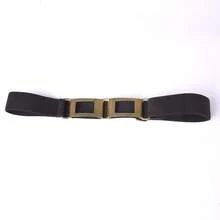 1pc Elastic Pleated Design Metal Buckle Versatile Waist Belt For Daily Casual Wear - A - View 2