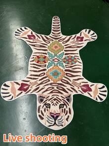 1pc Floral Tiger Shaped Rug, Plush Tiger Shaped Area Rug - Soft, Super Absorbent, Suitable For Bedroom, Living Room Or Bathroom, Machine Washable, Bathroom Rug, Decorative Rug, Bedroom Decor, Small Rug, Rug, Home Decor, Living Room Rug, Living Room Small Rug, Bedroom Rug, Living Room Home Decor - Multicolor - View 5