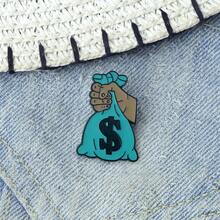 1 Pc Of Retro Street Style Metal Badge With A Theme Of Getting Rich Quickly Suitable For Daily Wear And As A Small Gift For Best Friends To Exchange - Multicolor - View 8