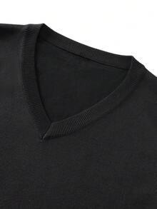 Men's Casual Classic V-Neck Knit Sweater Vest, Suitable For All Seasons - Black - View 11