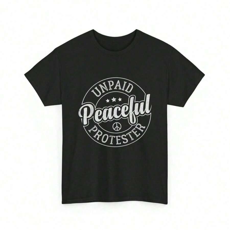 Unisex Freedom Protest Meme Crew Neck All Season Casual Tee Black Tshirt EKI0 - 黑色 - 查看 1