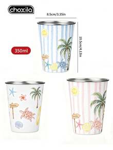 choxila 1pc Beach Style Coffee Mug, Coconut Tree/Turtle/Shell Pattern, Summer Vibe, 350ml, Mug, Tea Cup, Suitable For Afternoon Tea, Family Gathering, Camping, Holiday Gift - Multicolor - View 7