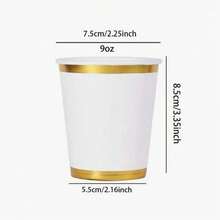 10/20/30/40/50pcs Elegant Gold Foil Rim Paper Cups, Suitable For Hot And Cold Drinks, Perfect For Parties, Picnics, Travel And Various Occasions, Ideal For Any Occasion And Birthday Celebrations - Multicolor - View 9