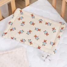 1pc Baby Pillow Anti-Spit Up, Cartoon Bean Pillow, Breathable Sweat-Absorbent Newborn Flat Pillow, All-Season Cloud Pillow Burp Cloth - Multicolor - View 7