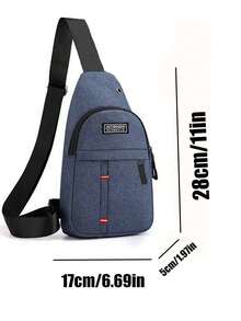 Two Pieces Textured Crossbody Bag, With Multiple Pockets, Adjustable Wide Strap, Largecapacitysingleshoulderbag, Suitable For Both Men And Women - Blue - View 3