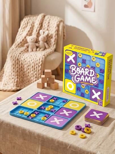 Upgraded Tic-Tac-Toe Strategy Board Game For Girls, Boys, Family, 'X' Vs 'O' Strategy Board Game For Party Games, Travel, Office, Family Interactive Party Brain Game, Board Game For Kids, Intellectual Development, Birthday & Christmas Gifts