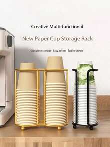 1 pieza Soporte desechable de papel para tazas, estante de almacenamiento minimalista y multifuncional de escritorio para tazas de café/té (tazas no incluidas) - Multicolor - Ver 4