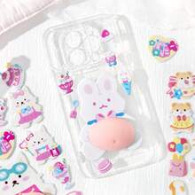 Q-Lia Esta pegatina de fondo esponjoso, con temas de oso y conejo redondos y lindos, es perfecta para decorar teléfonos inteligentes, botellas de agua y otros artículos. Su elegante diseño japonés te permite personalizar tu teléfono, cuaderno, taza de agua y talla grande para expresar tu individualidad. Es un favorito entre los entusiastas de las manualidades y es un gran regalo para vacaciones o cumpleaños. (Los colores y patrones se envían al azar.) - Multicolor - Ver 10