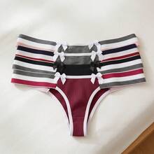Kit 5 Calcinha Tanga Elástico Conforto Sensual Feminina Fio - Multicolorido - Visão 10
